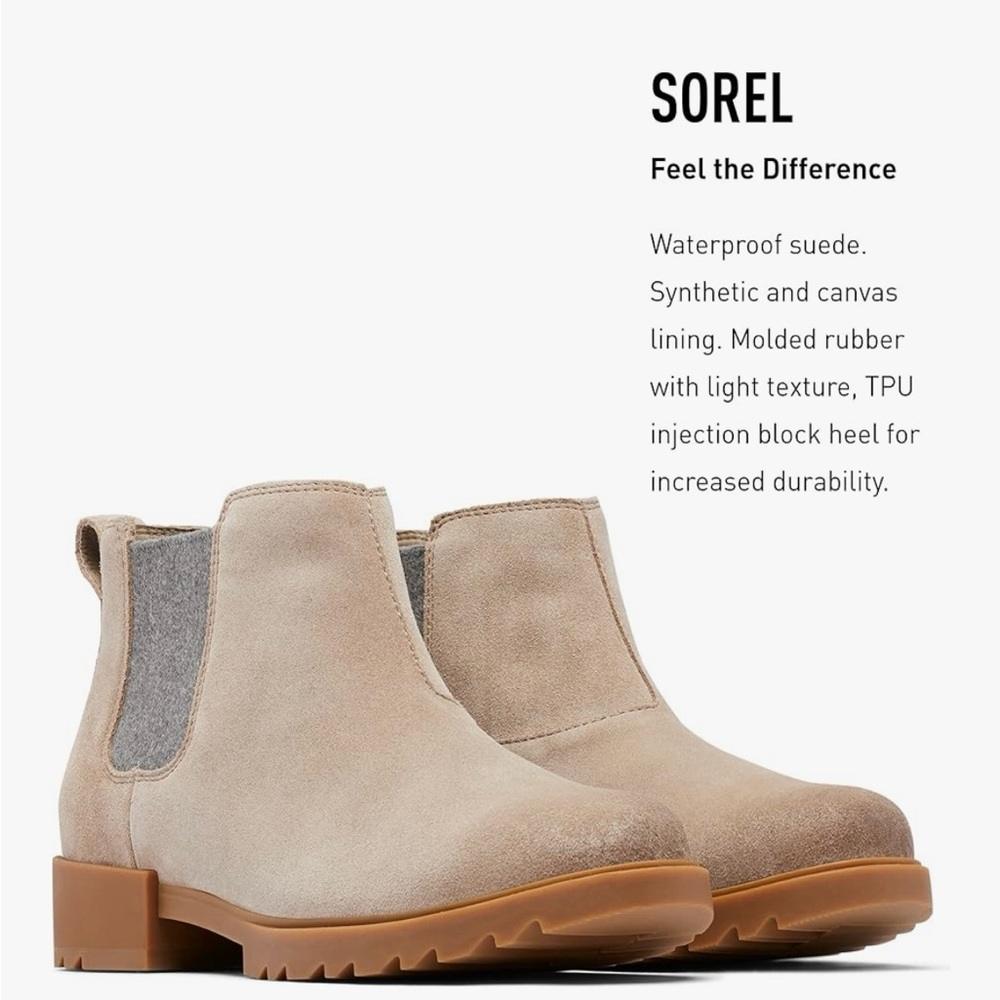 Waterproof Sorel Tan Suede Chelsea ankle booties